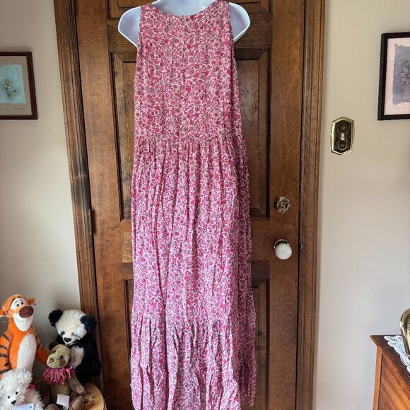 NWT J. Jill Pink w/Scattered Multicolor Flowers Sleeveless V-Neck Maxi Dress XL - Picture 8 of 12